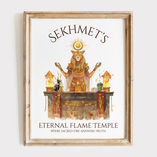 Sekhmet's Eternal Flame Temple Mystic Goddess Art Print