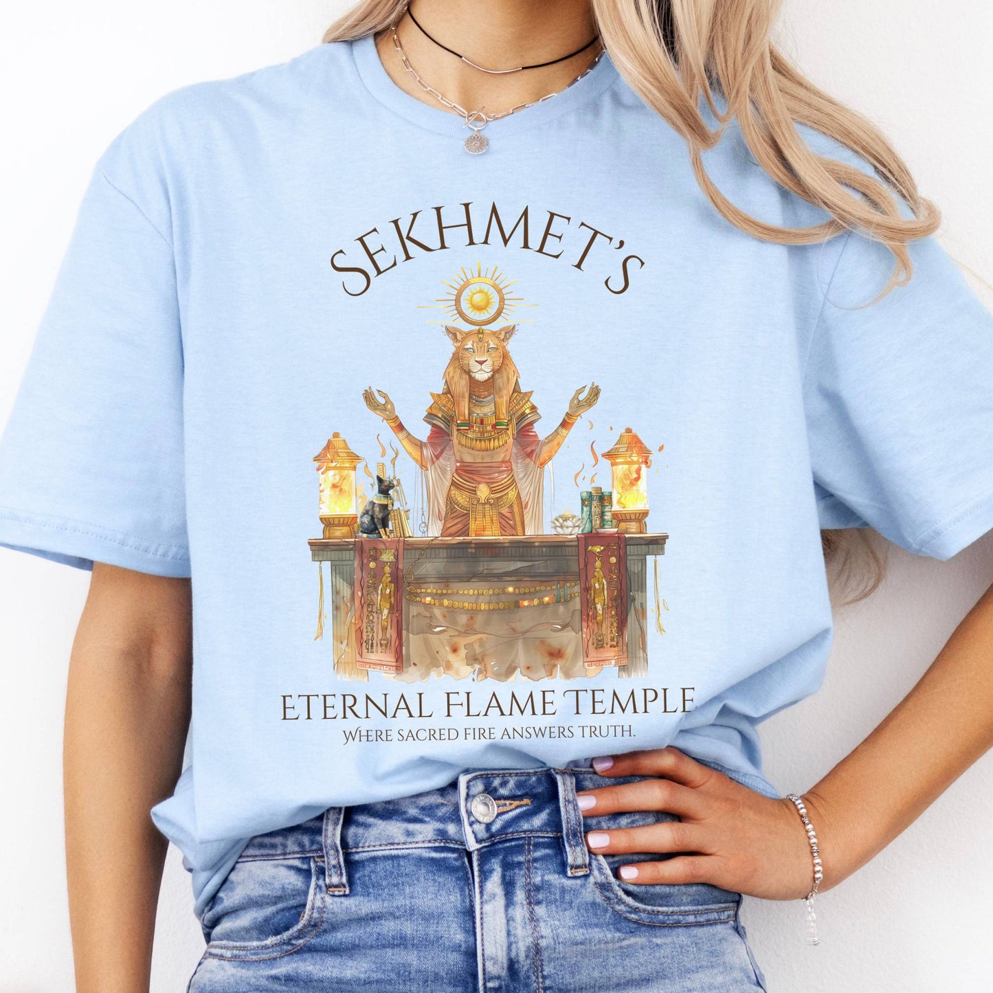T-Shirts Sekhmet's Eternal Flame Temple Egyptian Mythology T-Shirt The Mystic Eden