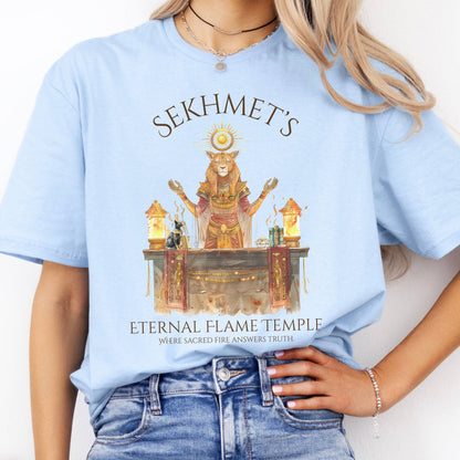 T-Shirts Sekhmet's Eternal Flame Temple Egyptian Mythology T-Shirt The Mystic Eden