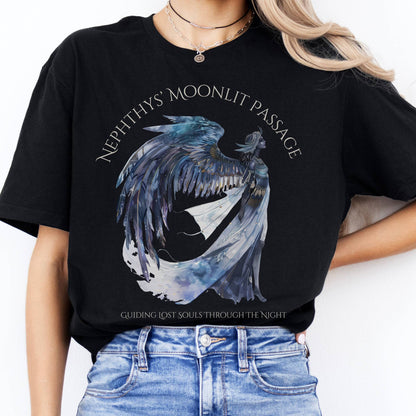 T-Shirts Nephthys' Moonlit Passage Egyptian Mythology T-Shirt The Mystic Eden