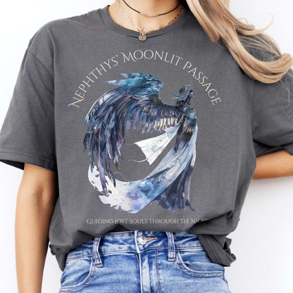 T-Shirts Nephthys' Moonlit Passage Egyptian Mythology T-Shirt The Mystic Eden