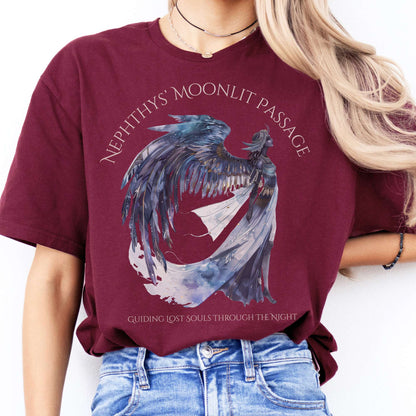 T-Shirts Nephthys' Moonlit Passage Egyptian Mythology T-Shirt The Mystic Eden