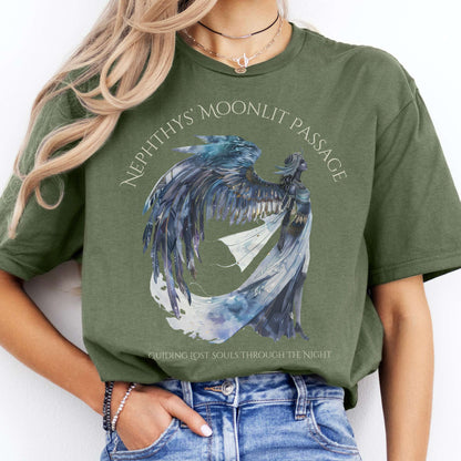 T-Shirts Nephthys' Moonlit Passage Egyptian Mythology T-Shirt The Mystic Eden
