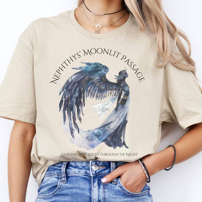 T-Shirts Nephthys' Moonlit Passage Egyptian Mythology T-Shirt The Mystic Eden