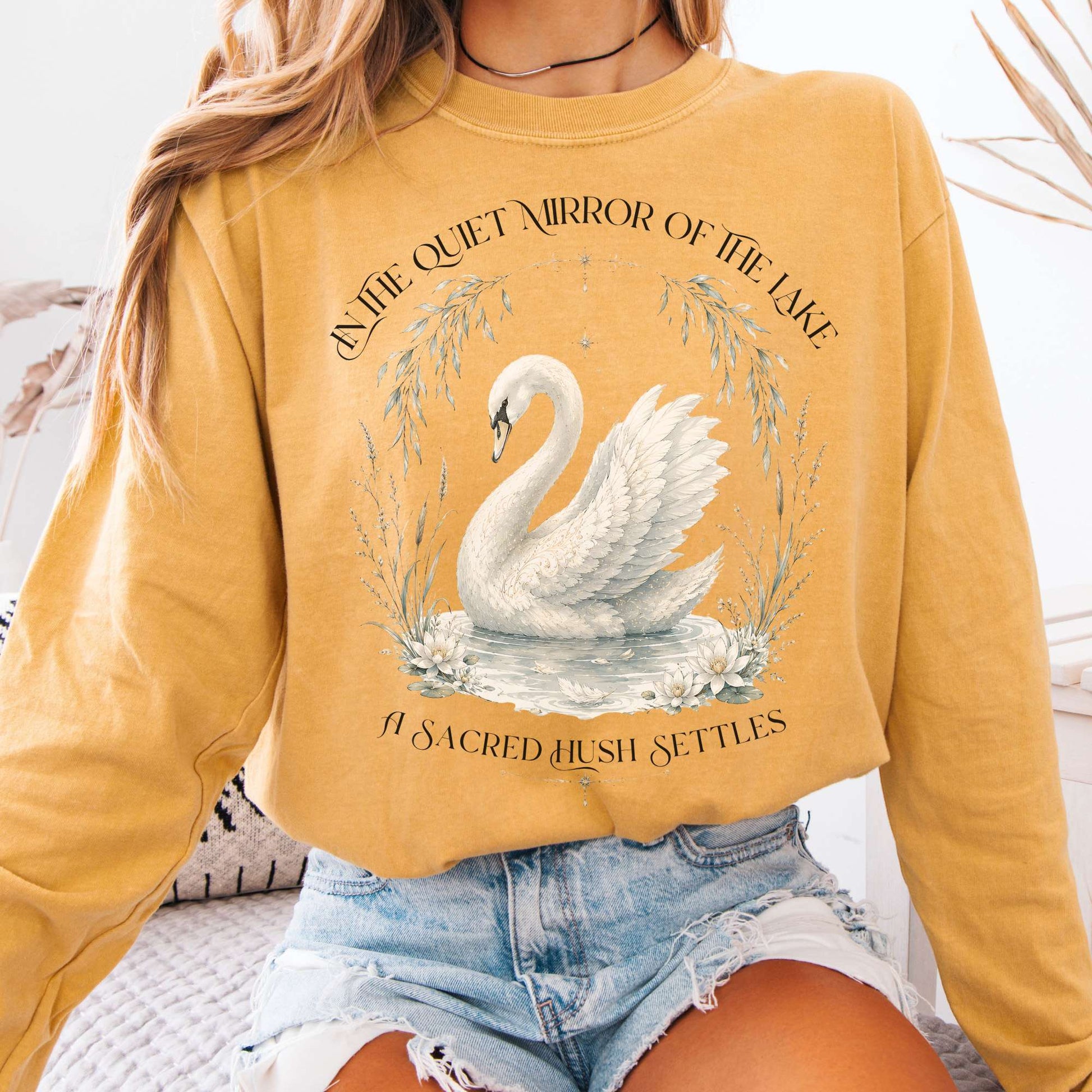 Long-sleeve Mustard / S In The Quiet Mirror Swan Long Sleeve The Mystic Eden