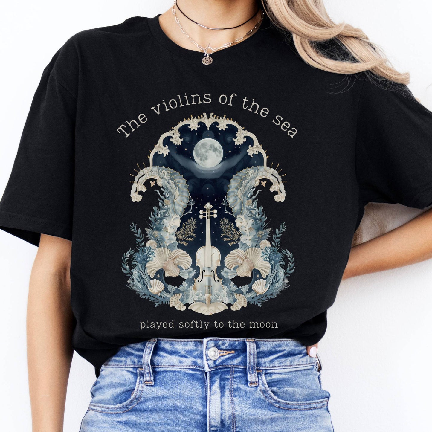 T-Shirts The Violins of the Sea Played Softly to the Moon T-Shirt The Mystic Eden