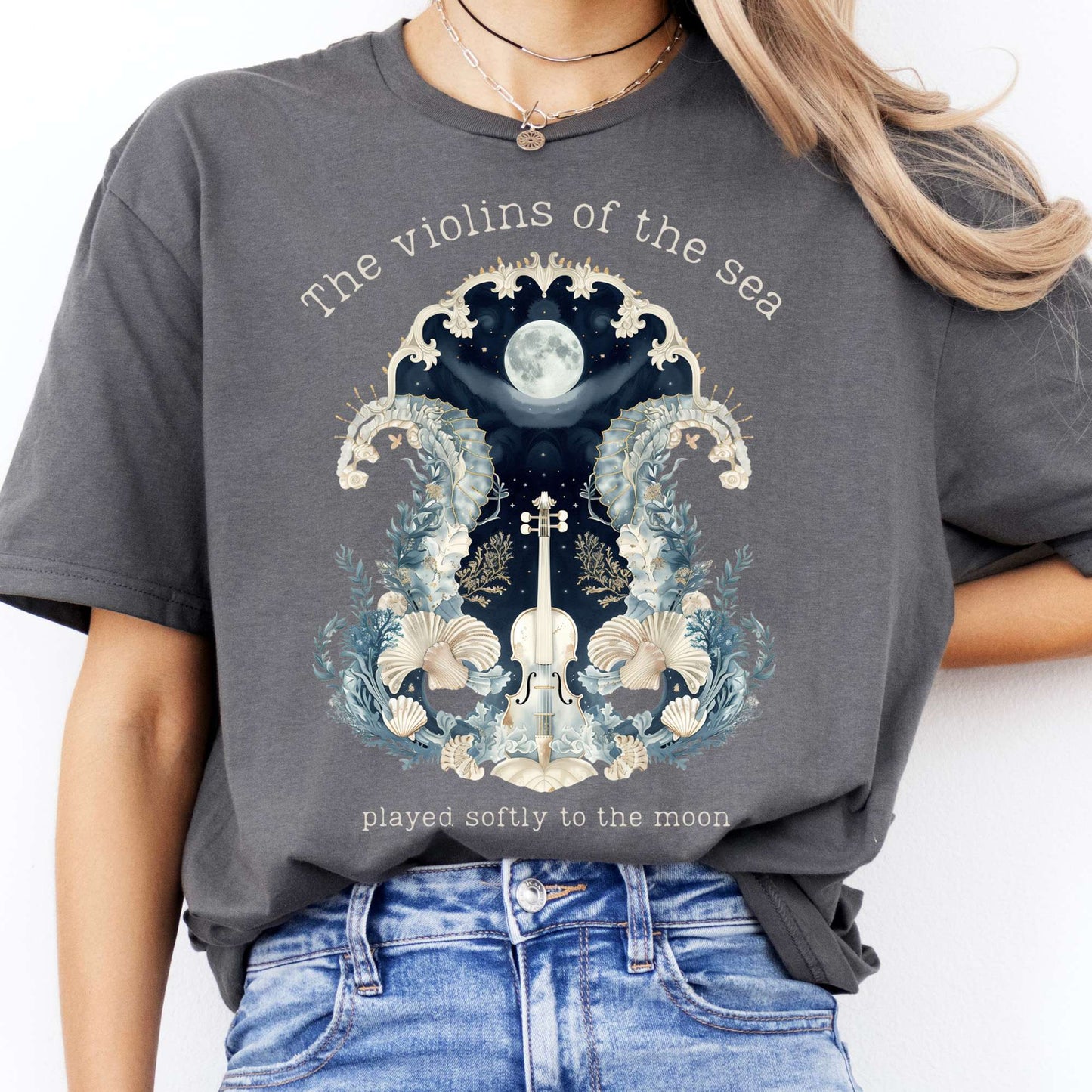 T-Shirts The Violins of the Sea Played Softly to the Moon T-Shirt The Mystic Eden