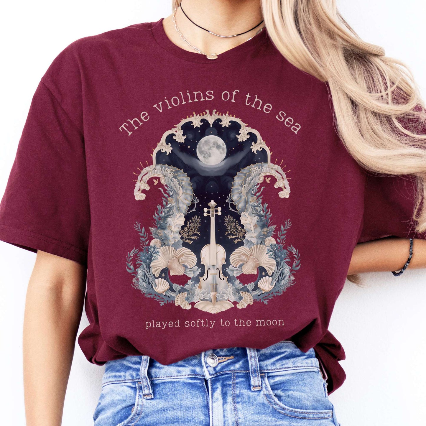 T-Shirts The Violins of the Sea Played Softly to the Moon T-Shirt The Mystic Eden