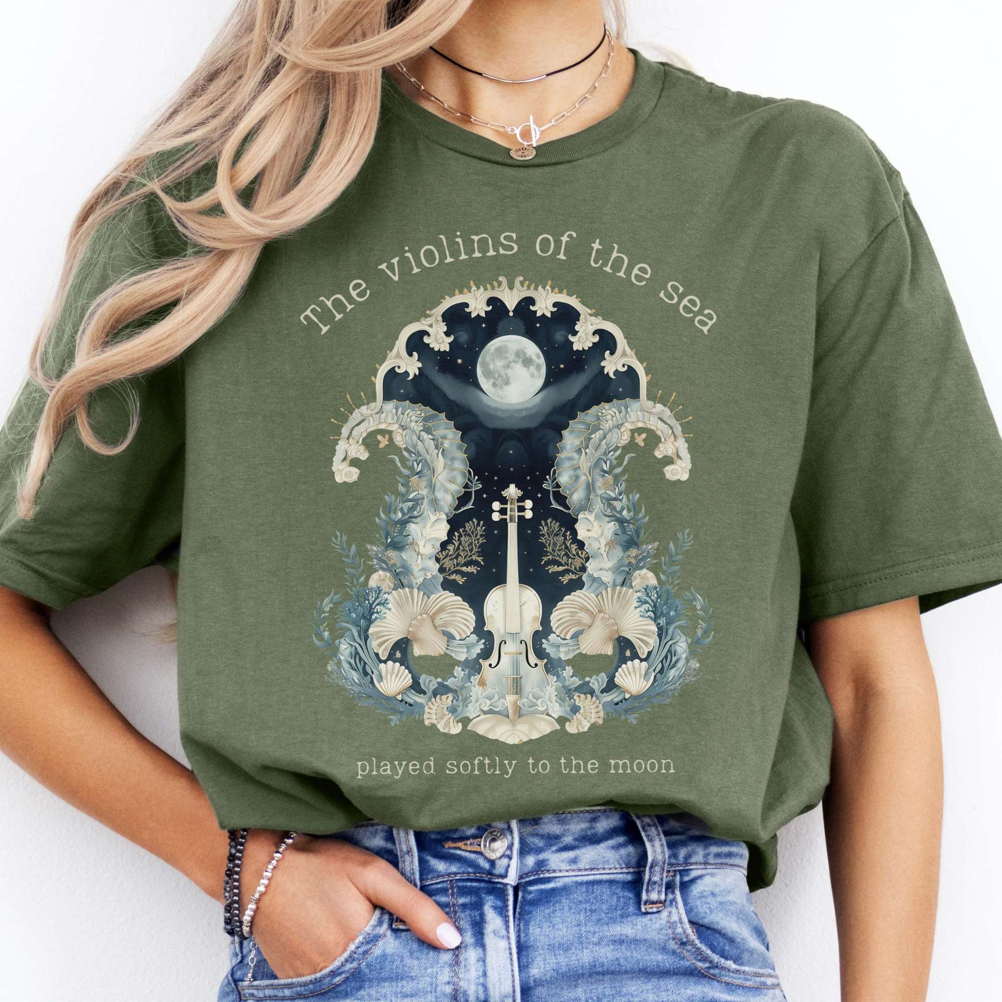 T-Shirts The Violins of the Sea Played Softly to the Moon T-Shirt The Mystic Eden