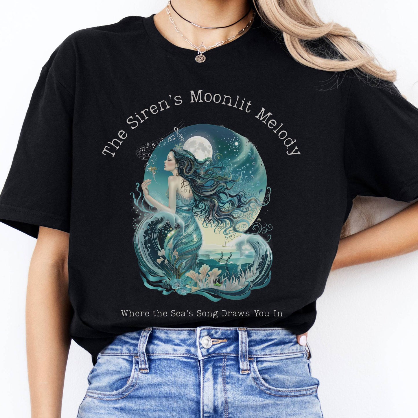 T-Shirt The Siren's Moonlit Melody Mythology T-Shirt The Mystic Eden