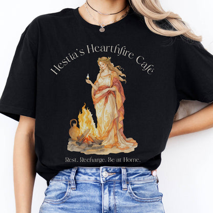 T-Shirts Hestia’s Hearthfire Café Mythology T-Shirt The Mystic Eden