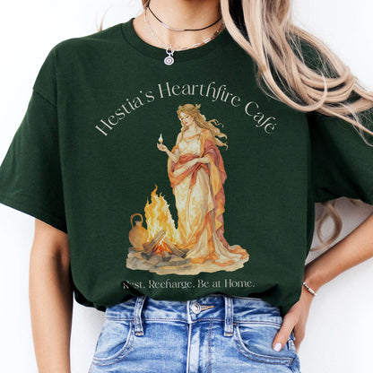 T-Shirts Hestia’s Hearthfire Café Mythology T-Shirt The Mystic Eden