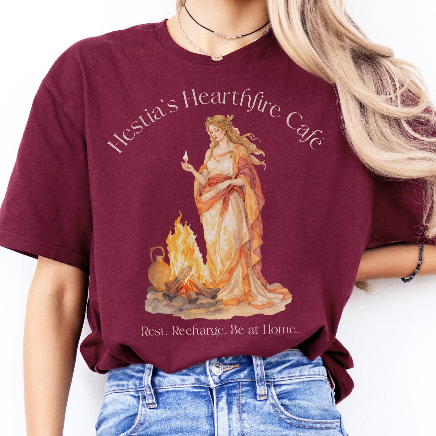 T-Shirts Hestia’s Hearthfire Café Mythology T-Shirt The Mystic Eden