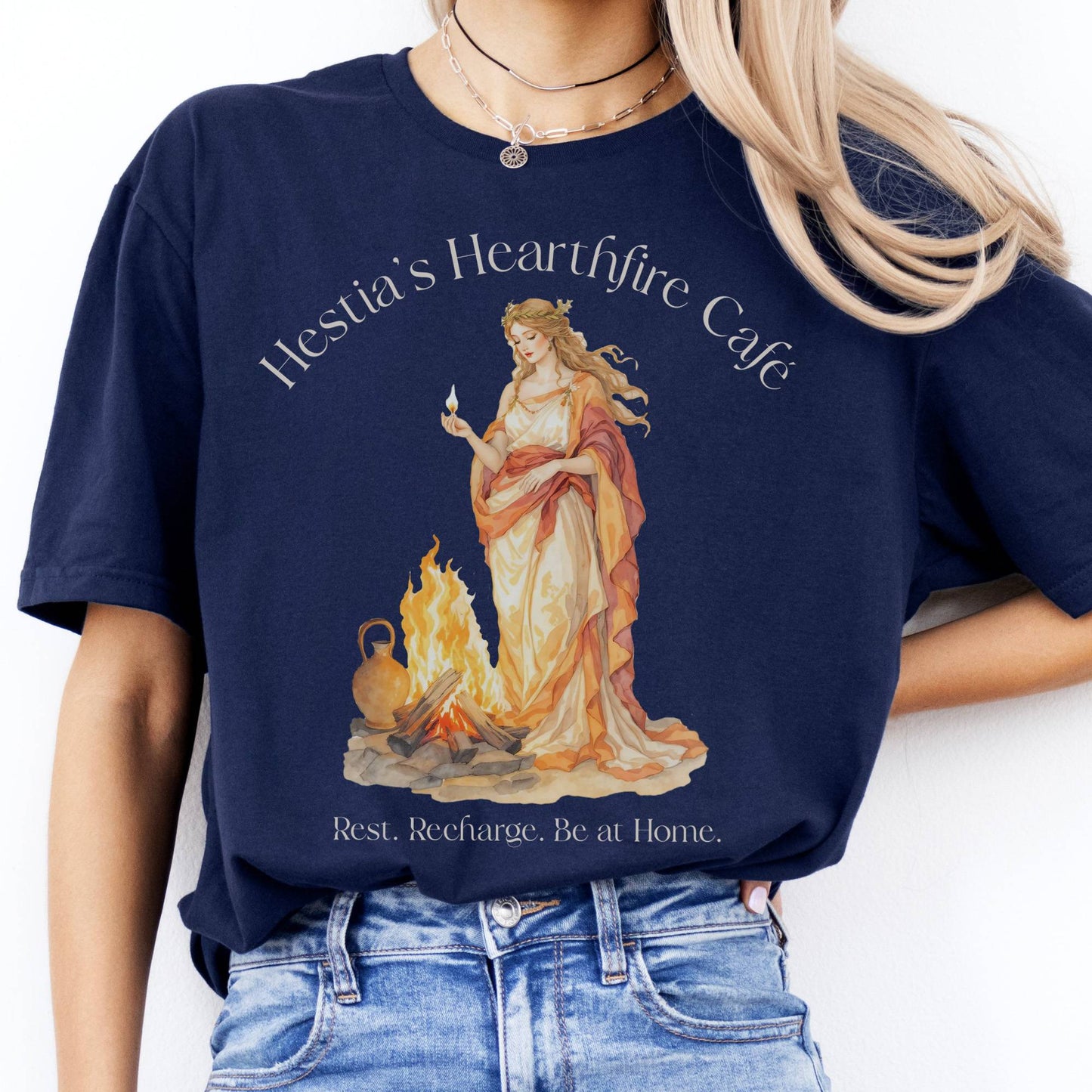 T-Shirts Hestia’s Hearthfire Café Mythology T-Shirt The Mystic Eden