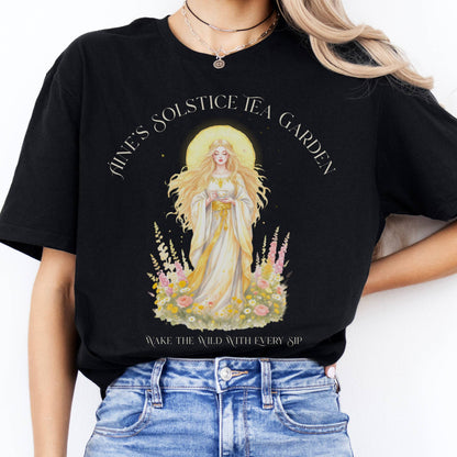 T-Shirt Áine’s Solstice Tea Garden Celtic Goddess T-Shirt The Mystic Eden