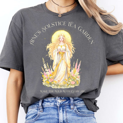 T-Shirt Áine’s Solstice Tea Garden Celtic Goddess T-Shirt The Mystic Eden