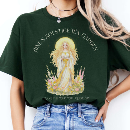 T-Shirt Áine’s Solstice Tea Garden Celtic Goddess T-Shirt The Mystic Eden