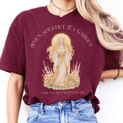 T-Shirt Áine’s Solstice Tea Garden Celtic Goddess T-Shirt The Mystic Eden