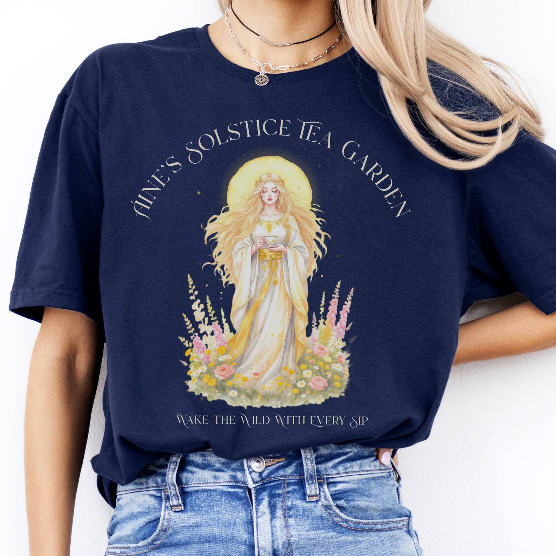 T-Shirt Áine’s Solstice Tea Garden Celtic Goddess T-Shirt The Mystic Eden