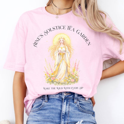 T-Shirt Áine’s Solstice Tea Garden Celtic Goddess T-Shirt The Mystic Eden
