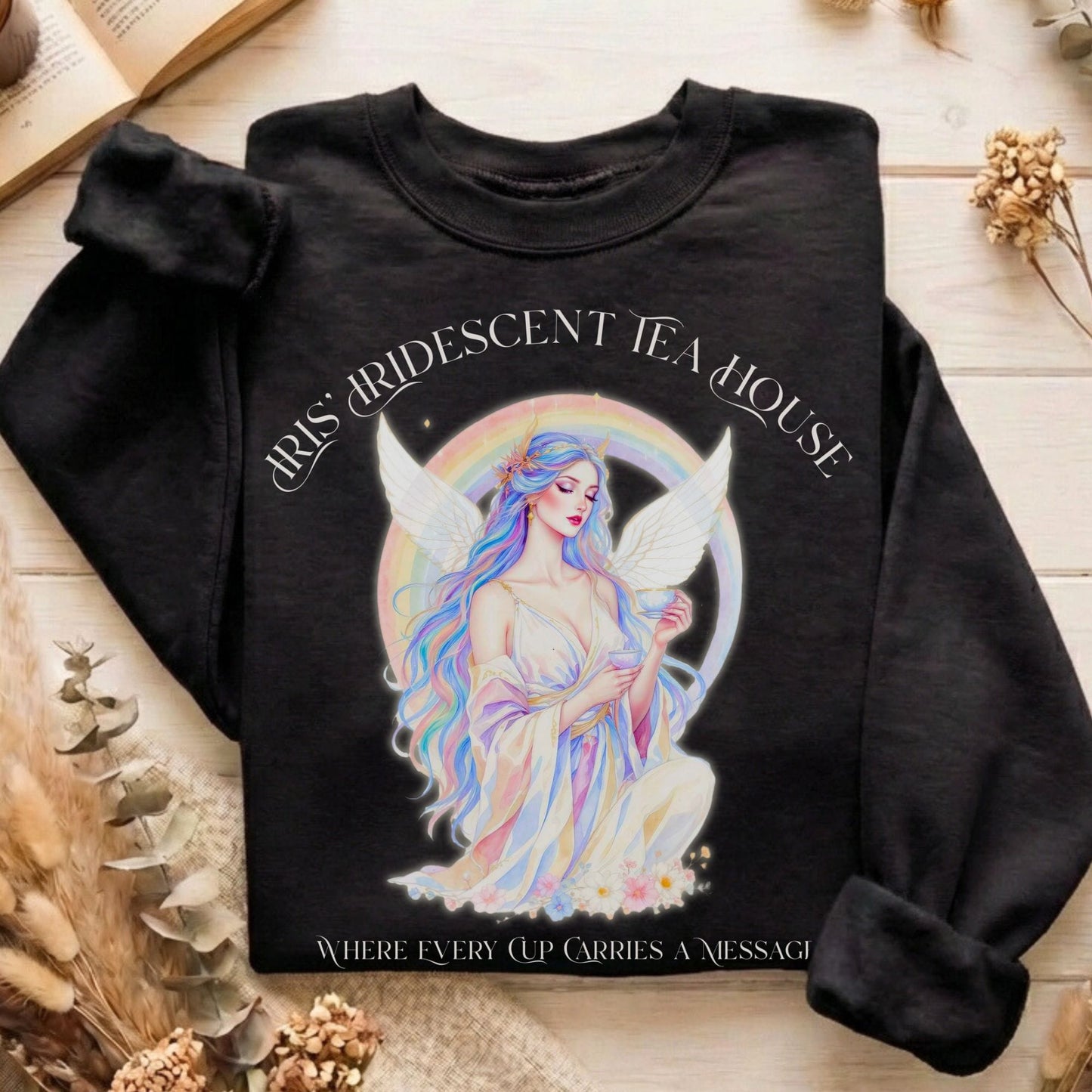 Sweatshirt Black / S Iris’ Iridescent Tea House Mythology Sweatshirt The Mystic Eden