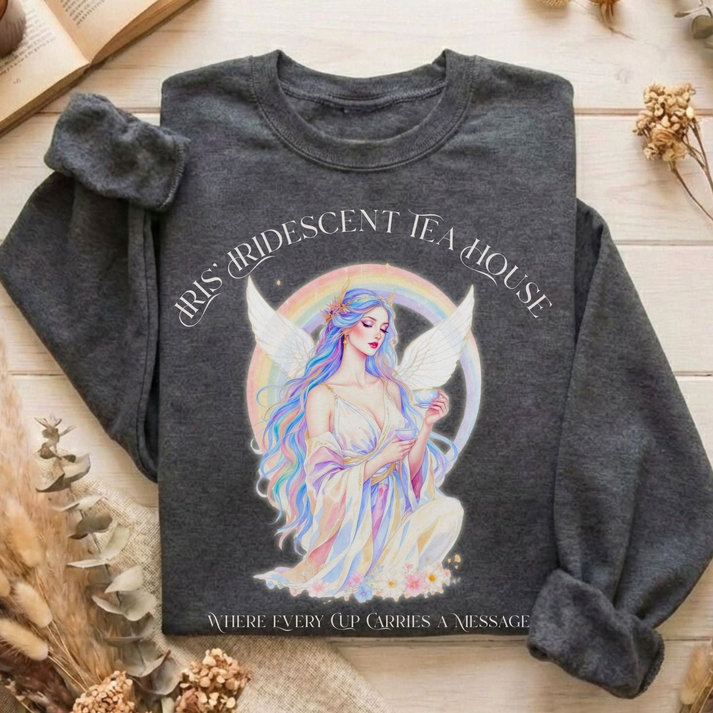 Sweatshirt Dark Heather / S Iris’ Iridescent Tea House Mythology Sweatshirt The Mystic Eden
