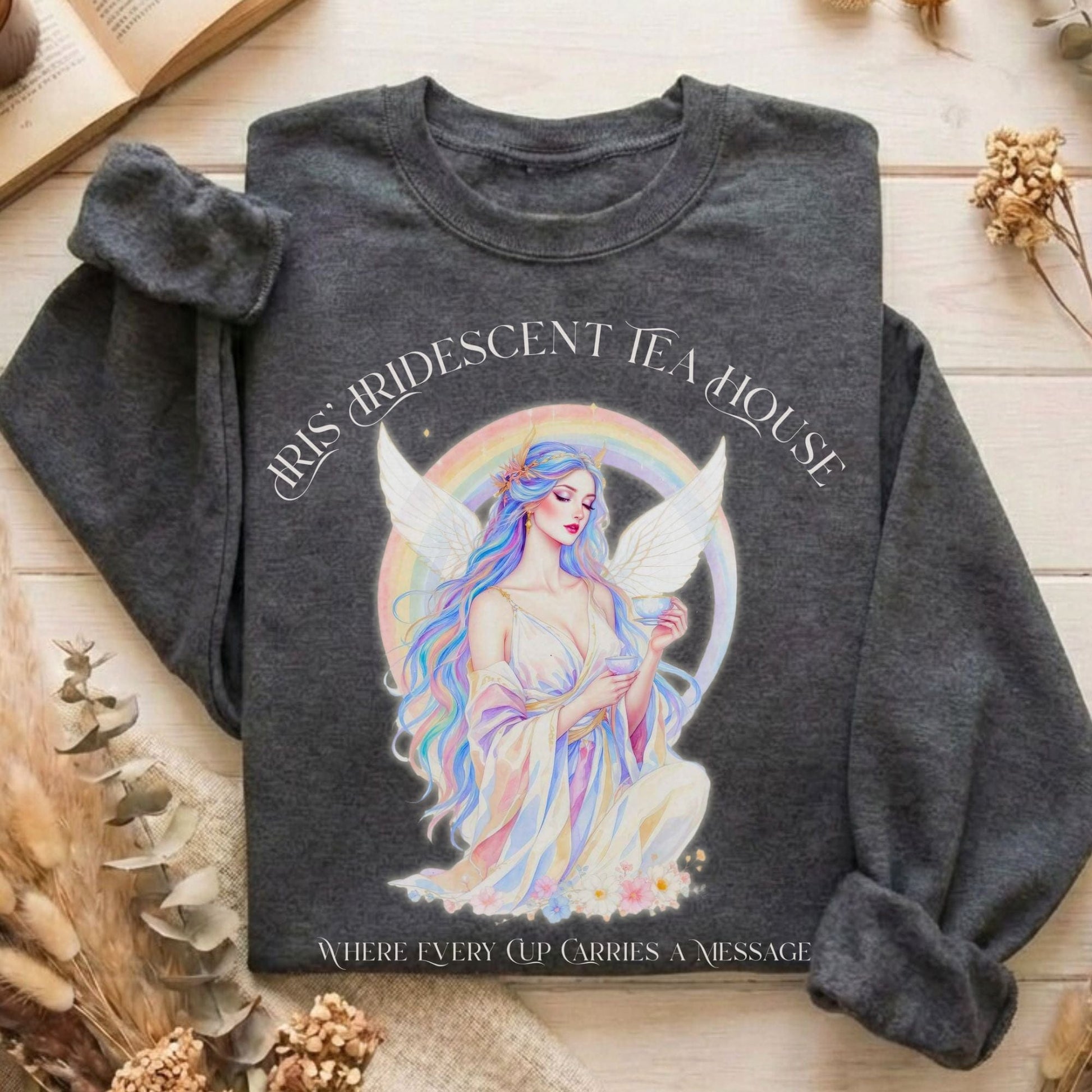 Sweatshirt Dark Heather / S Iris’ Iridescent Tea House Mythology Sweatshirt The Mystic Eden