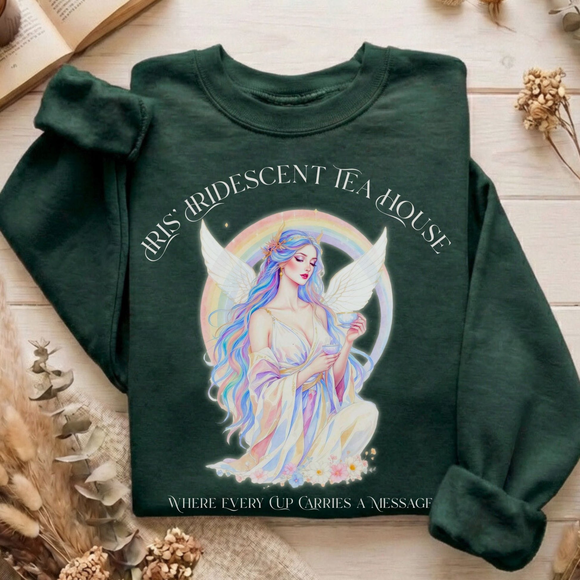 Sweatshirt Forest Green / S Iris’ Iridescent Tea House Mythology Sweatshirt The Mystic Eden