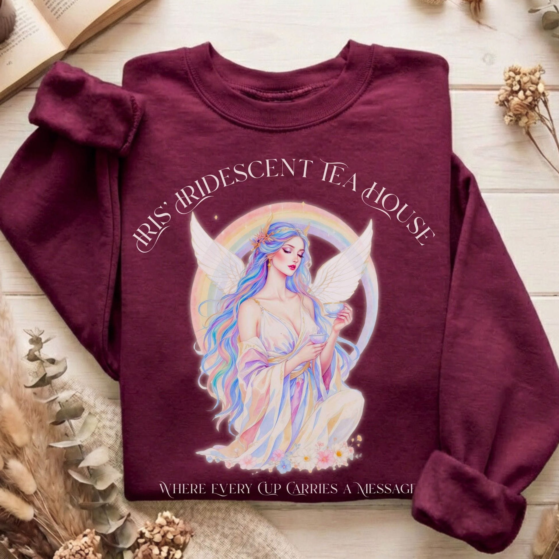 Sweatshirt Maroon / S Iris’ Iridescent Tea House Mythology Sweatshirt The Mystic Eden