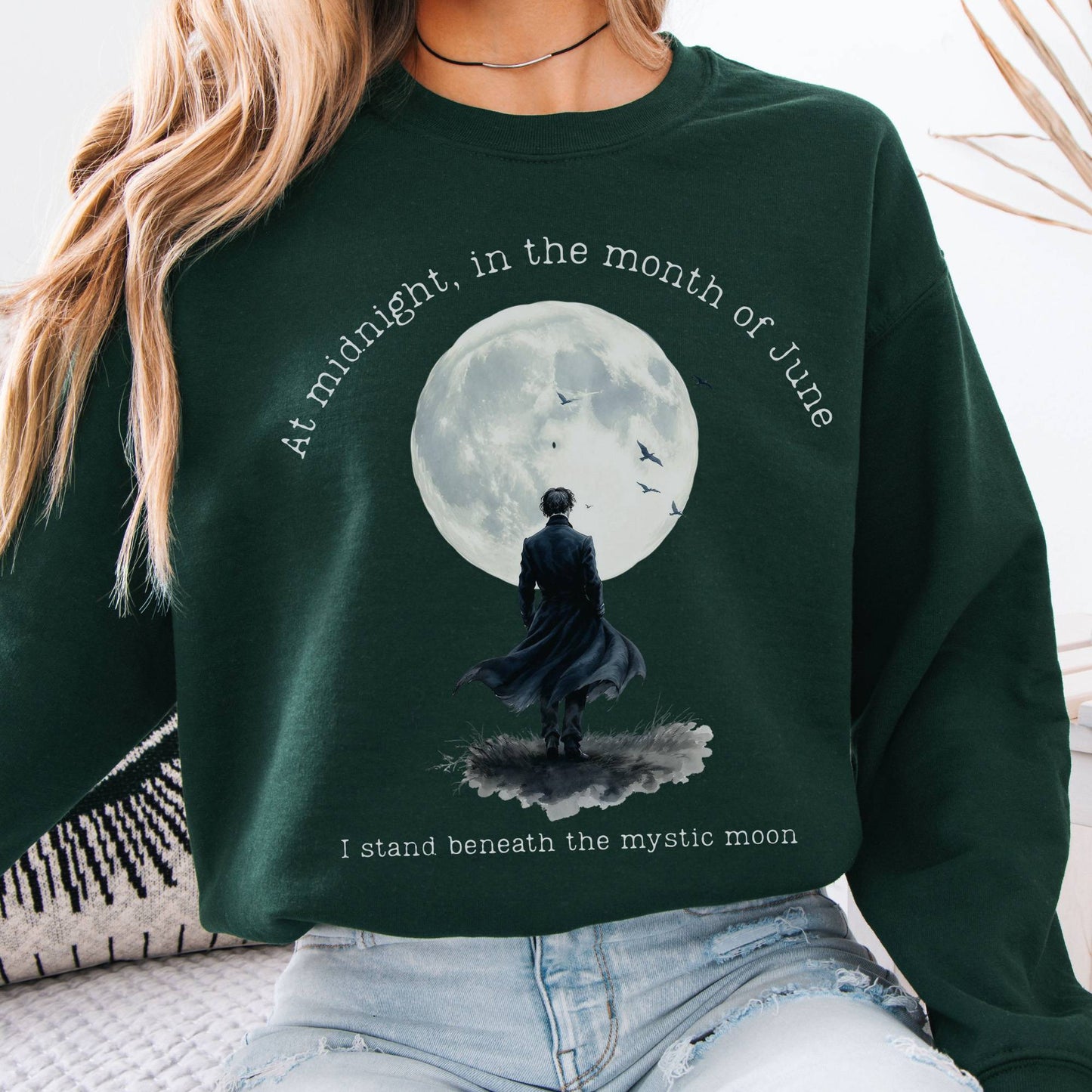 Sweatshirt Beneath The Mystic Moon Edgar Allan Poe Sweatshirt The Mystic Eden