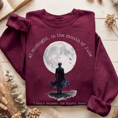 Sweatshirt Maroon / S Beneath The Mystic Moon Edgar Allan Poe Sweatshirt The Mystic Eden