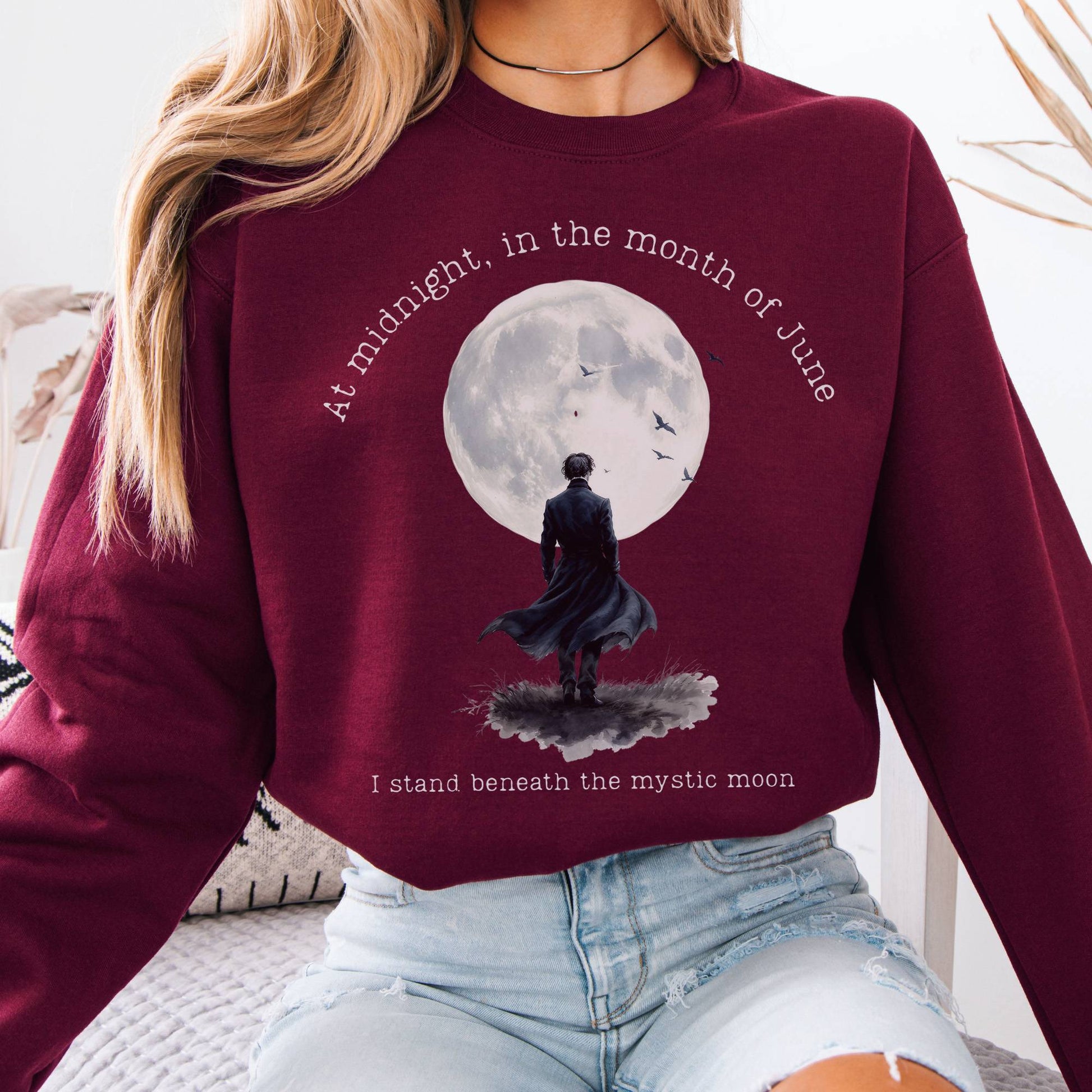 Sweatshirt Beneath The Mystic Moon Edgar Allan Poe Sweatshirt The Mystic Eden