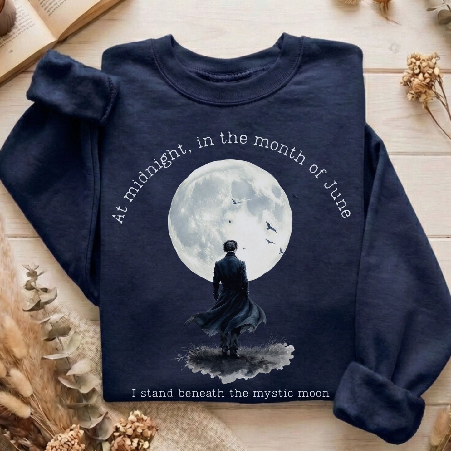 Sweatshirt Navy / S Beneath The Mystic Moon Edgar Allan Poe Sweatshirt The Mystic Eden