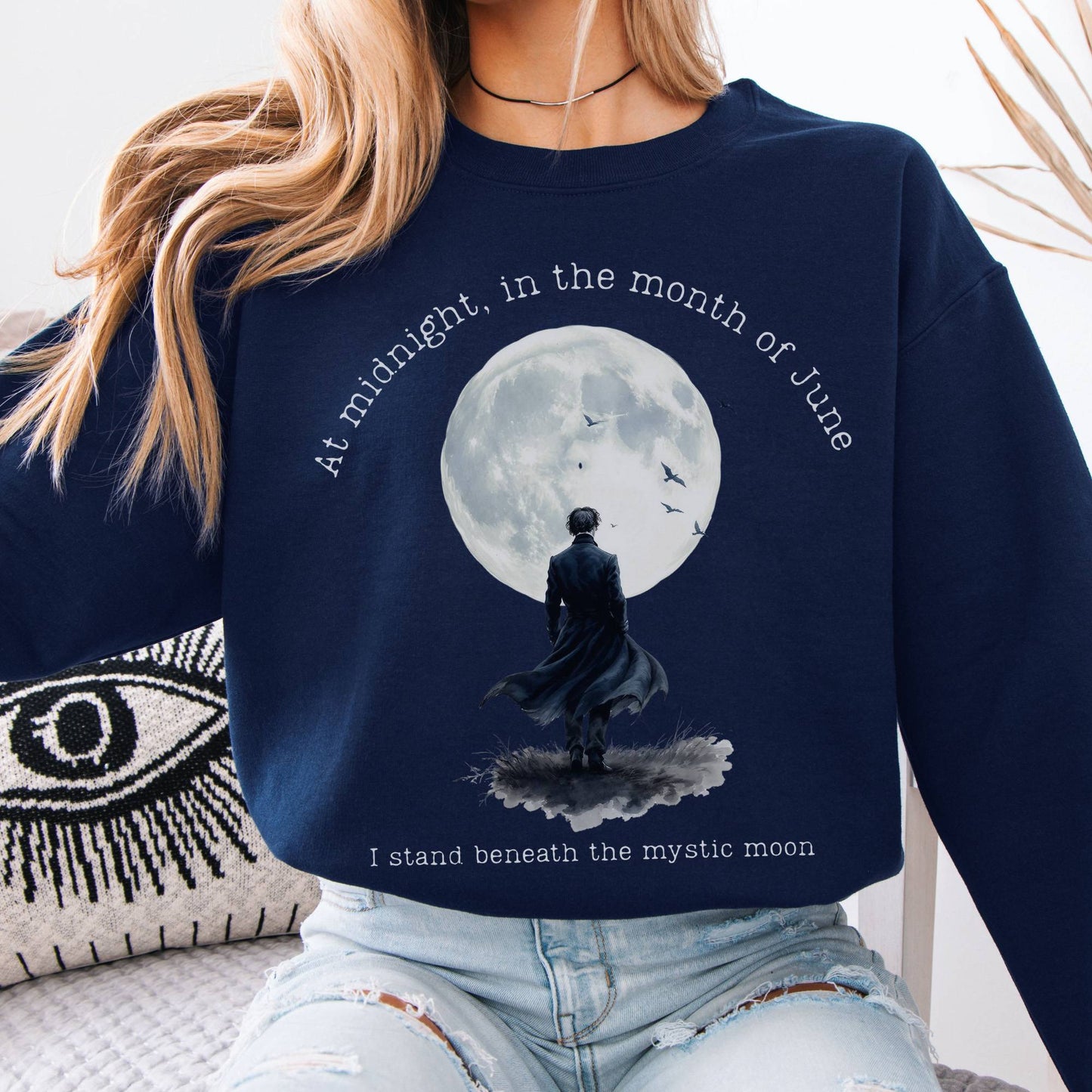Sweatshirt Beneath The Mystic Moon Edgar Allan Poe Sweatshirt The Mystic Eden