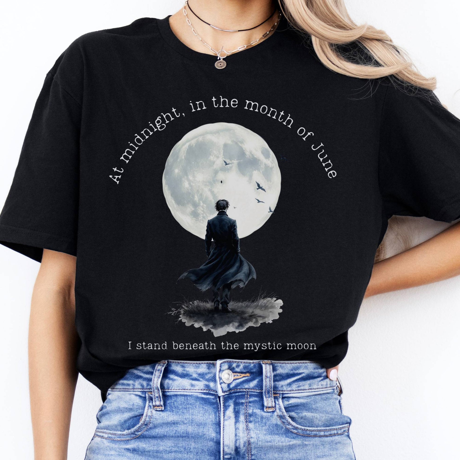 T-Shirts Beneath The Mystic Moon Edgar Allan Poe T-Shirt The Mystic Eden