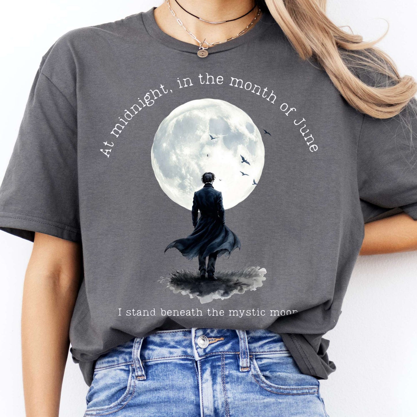 T-Shirts Beneath The Mystic Moon Edgar Allan Poe T-Shirt The Mystic Eden