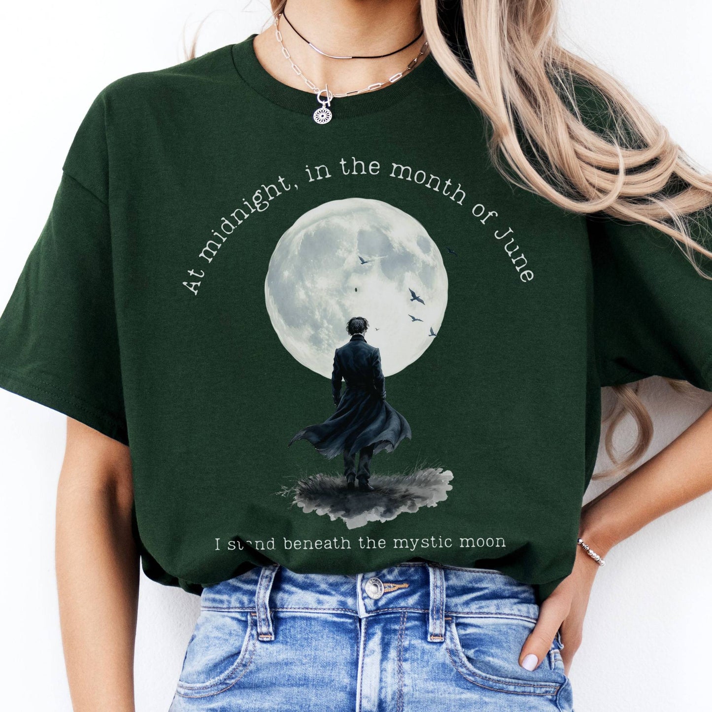 T-Shirts Beneath The Mystic Moon Edgar Allan Poe T-Shirt The Mystic Eden