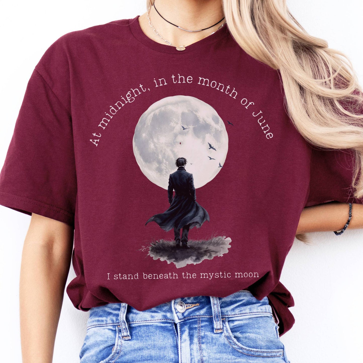 T-Shirts Beneath The Mystic Moon Edgar Allan Poe T-Shirt The Mystic Eden