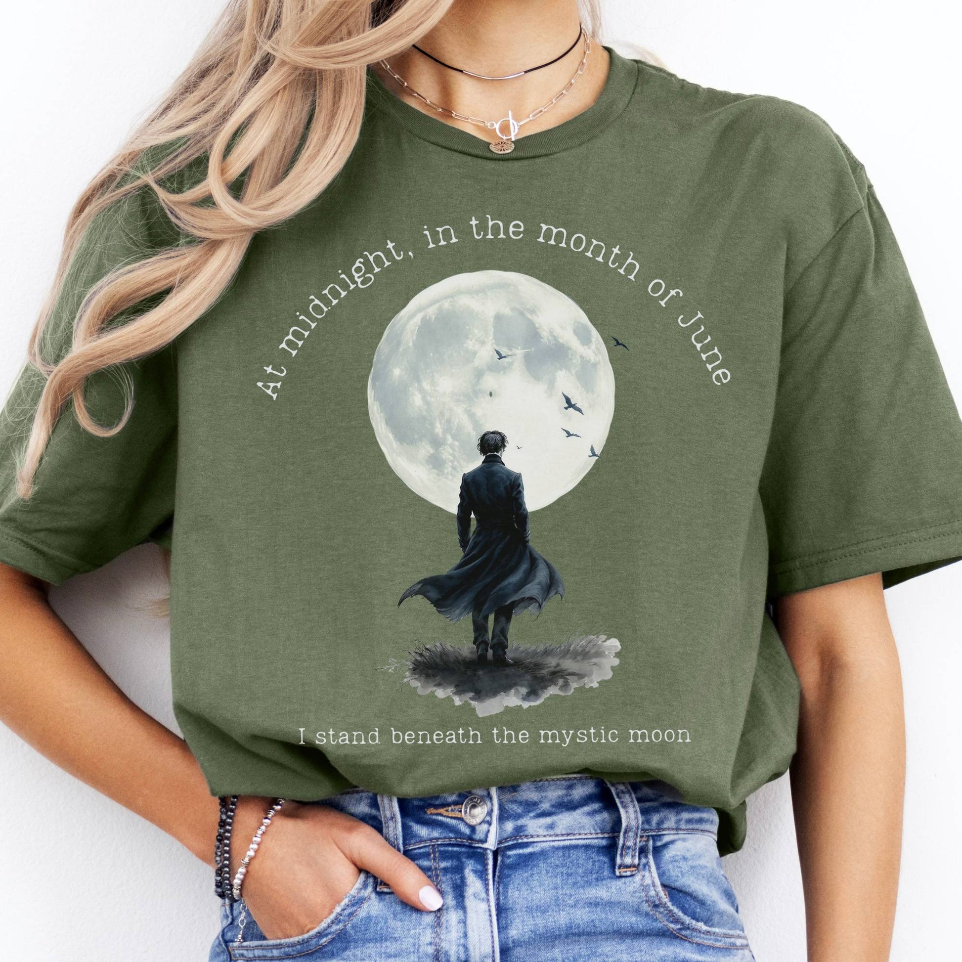 T-Shirts Beneath The Mystic Moon Edgar Allan Poe T-Shirt The Mystic Eden