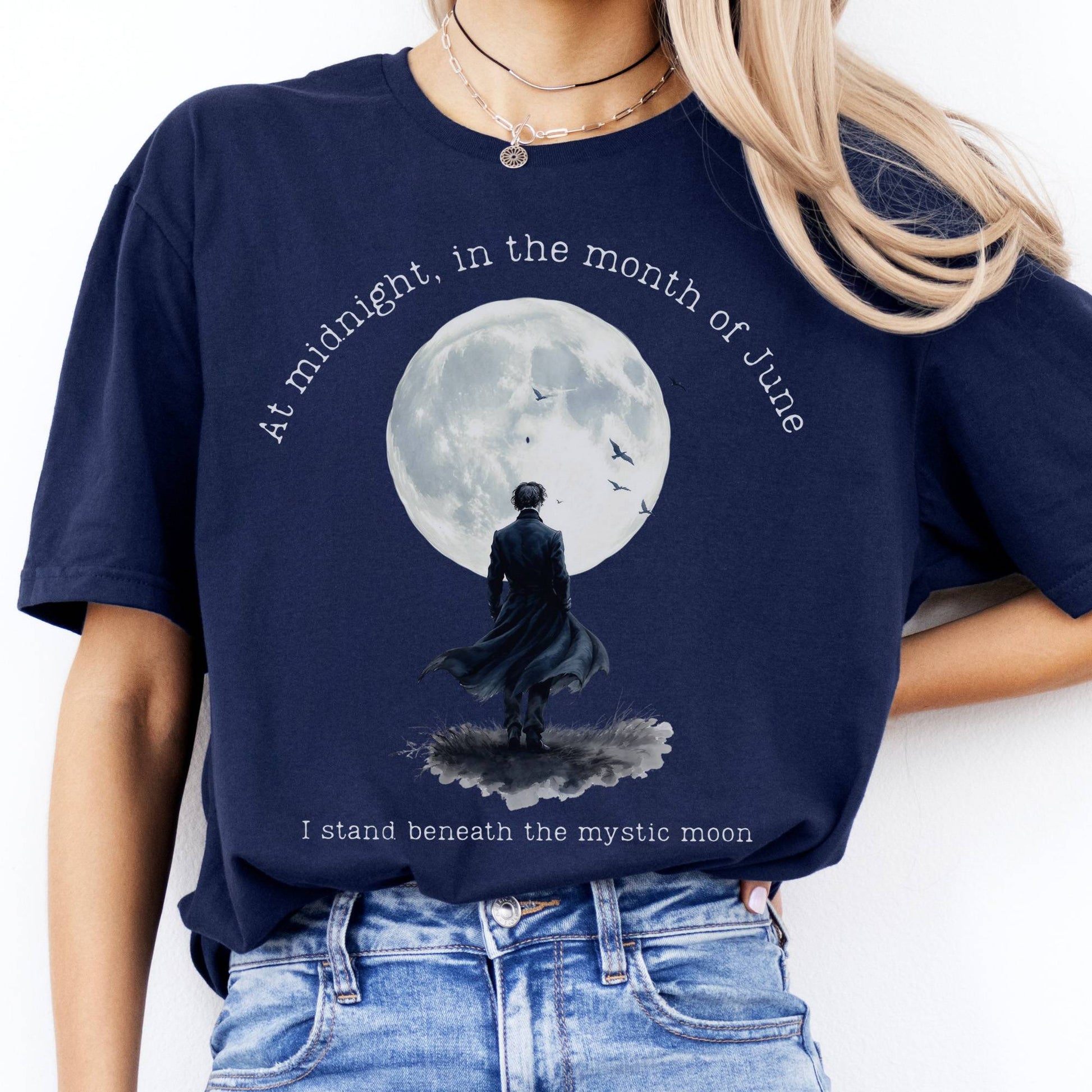 T-Shirts Beneath The Mystic Moon Edgar Allan Poe T-Shirt The Mystic Eden