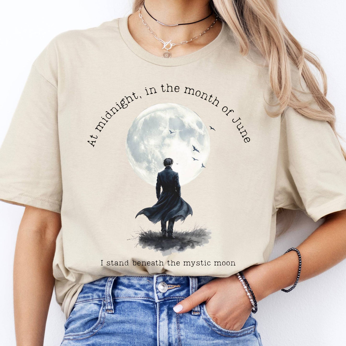 T-Shirts Beneath The Mystic Moon Edgar Allan Poe T-Shirt The Mystic Eden