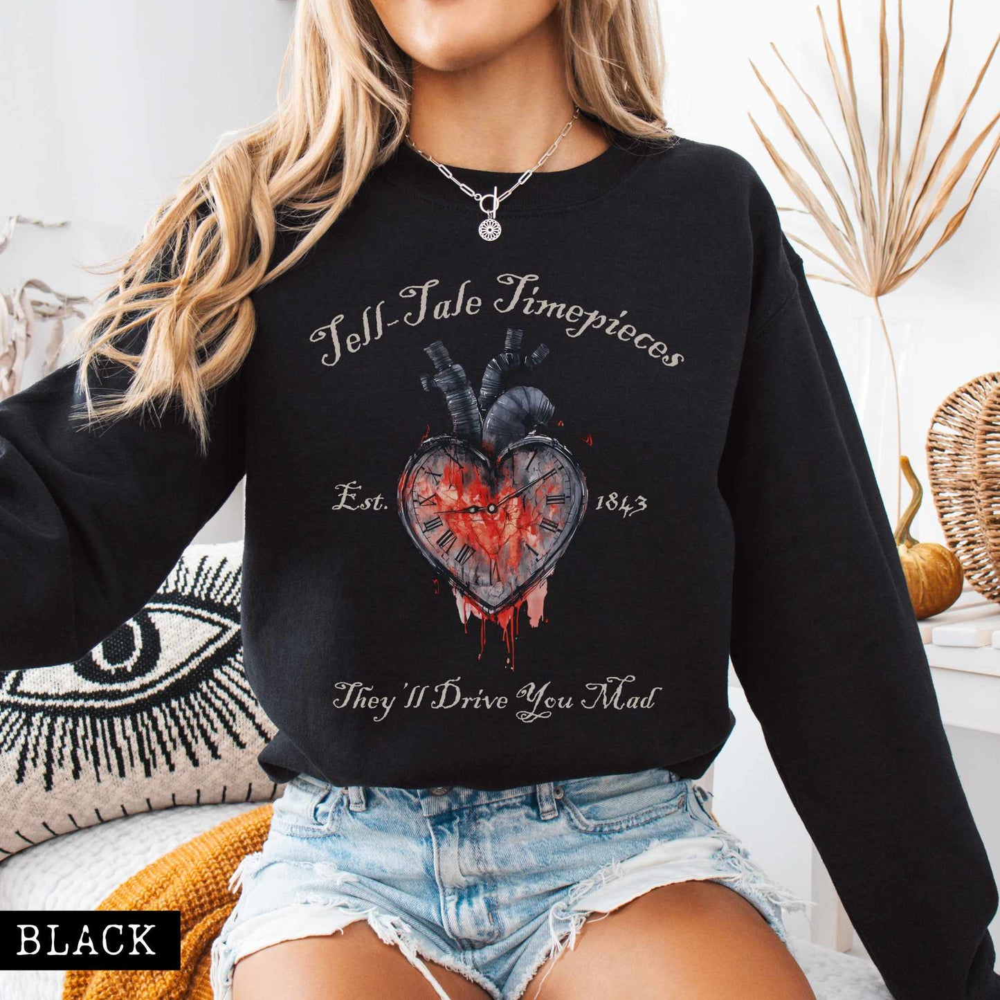 Tell-Tale Timepieces Edgar Allan Poe Sweatshirt