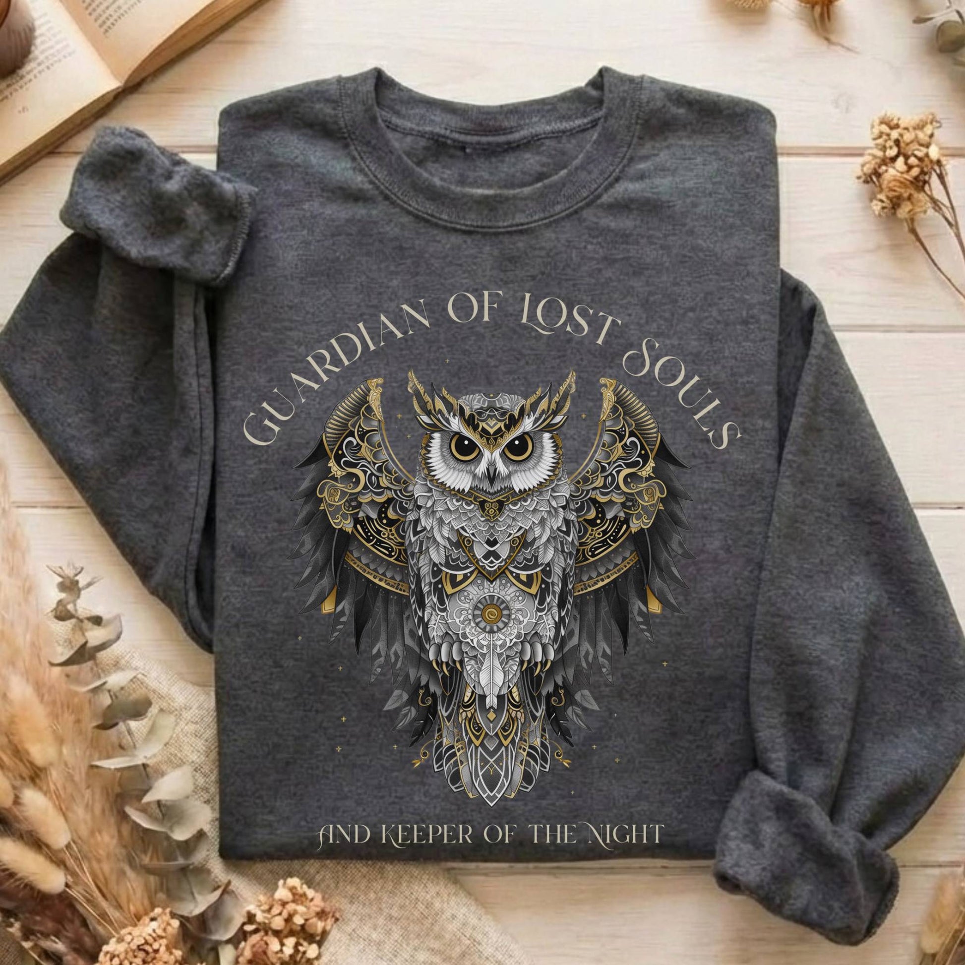 Sweatshirt Dark Heather / S Guardian of Lost Souls Mythic Owl Sweatshirt The Mystic Eden