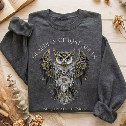 Sweatshirt Dark Heather / S Guardian of Lost Souls Mythic Owl Sweatshirt The Mystic Eden
