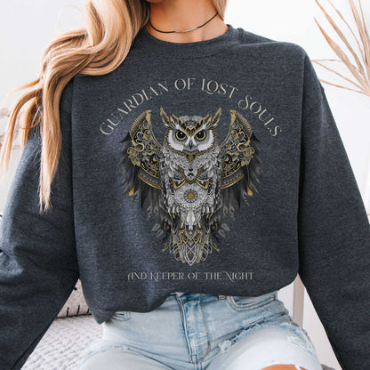 Sweatshirt Guardian of Lost Souls Mythic Owl Sweatshirt The Mystic Eden