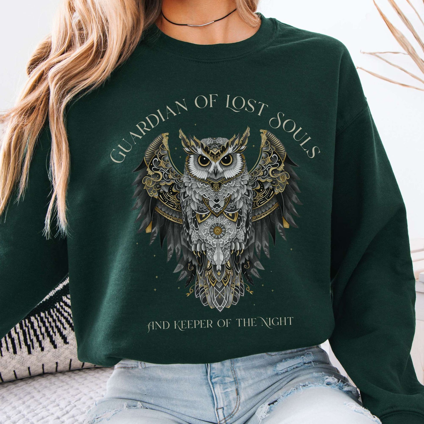 Sweatshirt Guardian of Lost Souls Mythic Owl Sweatshirt The Mystic Eden