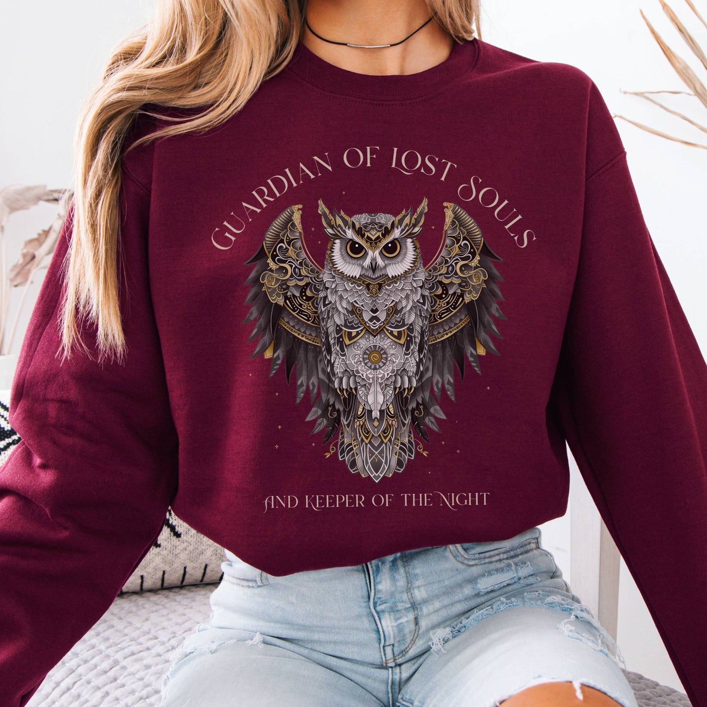 Sweatshirt Guardian of Lost Souls Mythic Owl Sweatshirt The Mystic Eden