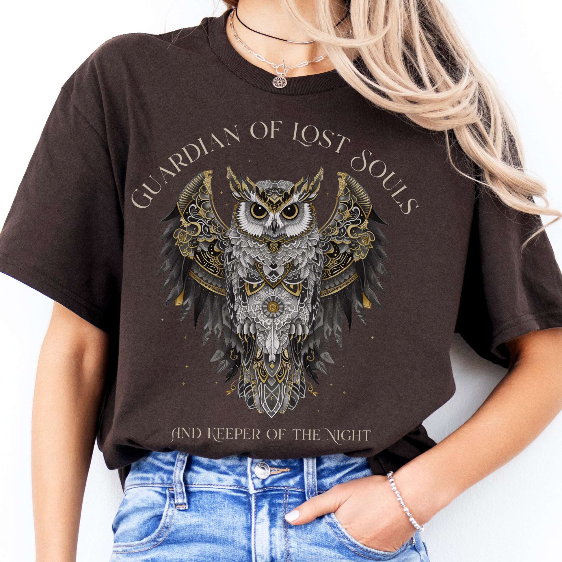 T-Shirts Guardian of Lost Souls Mythic Owl T-Shirt The Mystic Eden