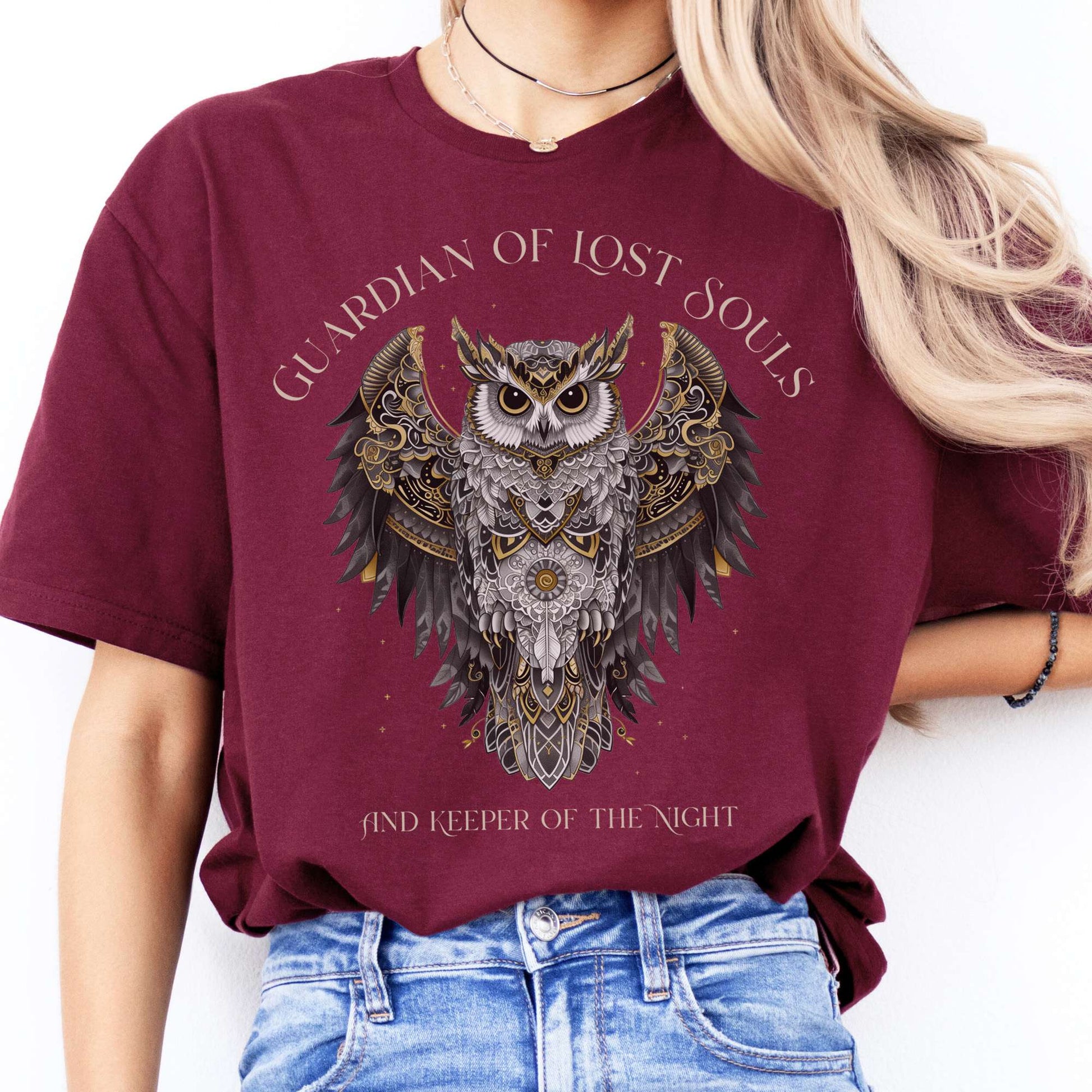 T-Shirts Guardian of Lost Souls Mythic Owl T-Shirt The Mystic Eden