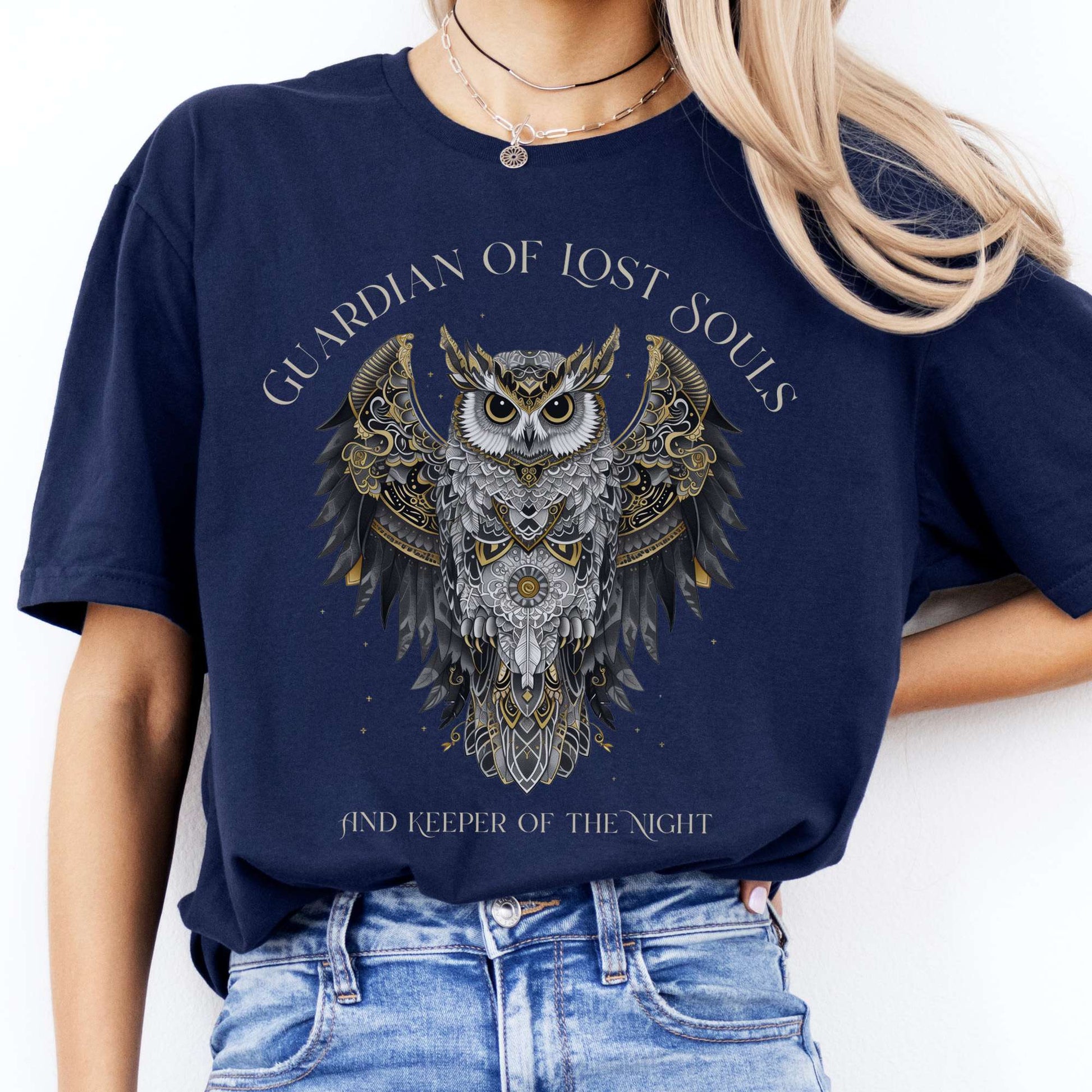 T-Shirts Guardian of Lost Souls Mythic Owl T-Shirt The Mystic Eden